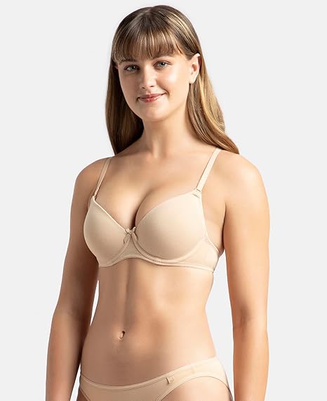 Jockey 1245 Women’s Underwired Padded Cotton T-Shirt Bra – Multiway & Detachable Straps